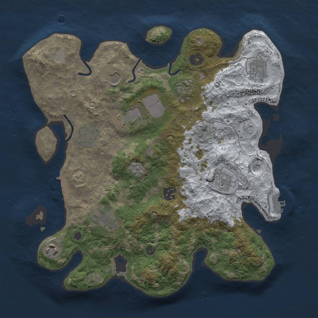 Rust Map: Procedural Map, Size: 3510, Seed: 3783492, 19 Monuments