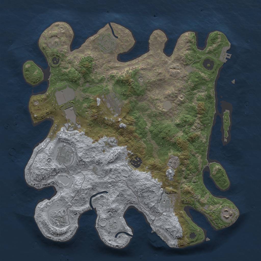 Rust Map: Procedural Map, Size: 3510, Seed: 2144621, 16 Monuments