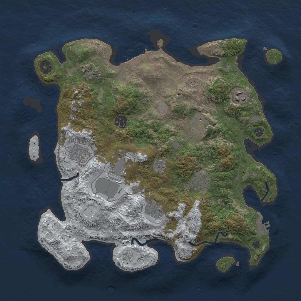 Rust Map: Procedural Map, Size: 3510, Seed: 2211979, 18 Monuments