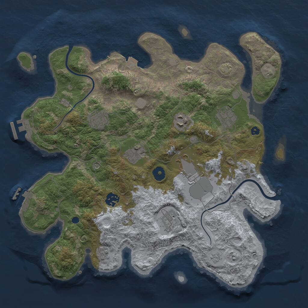 Rust Map: Procedural Map, Size: 3510, Seed: 1725320, 14 Monuments