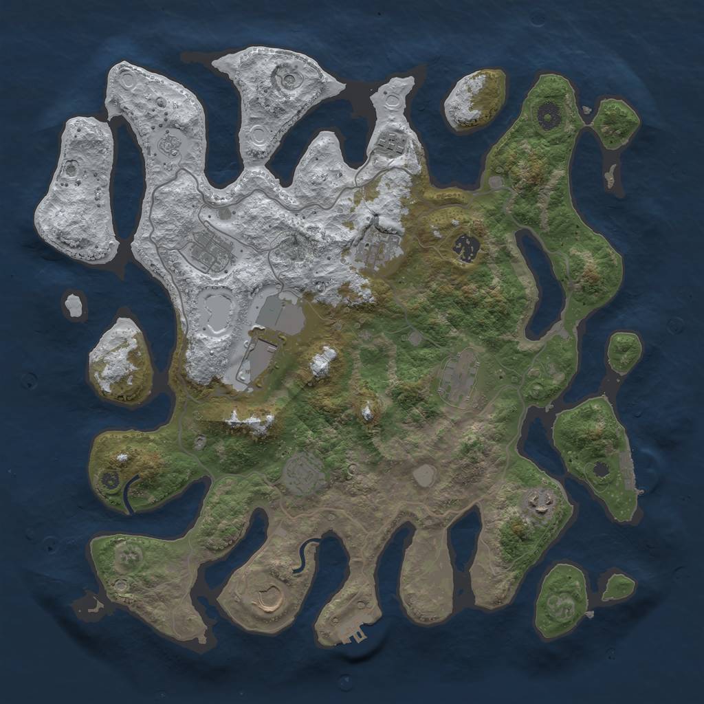 Rust Map: Procedural Map, Size: 4000, Seed: 2076011420, 18 Monuments