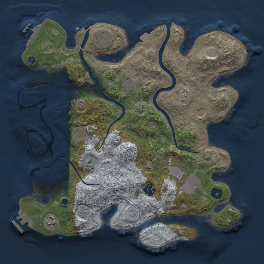 Rust Map: Procedural Map, Size: 3510, Seed: 3818564, 14 Monuments