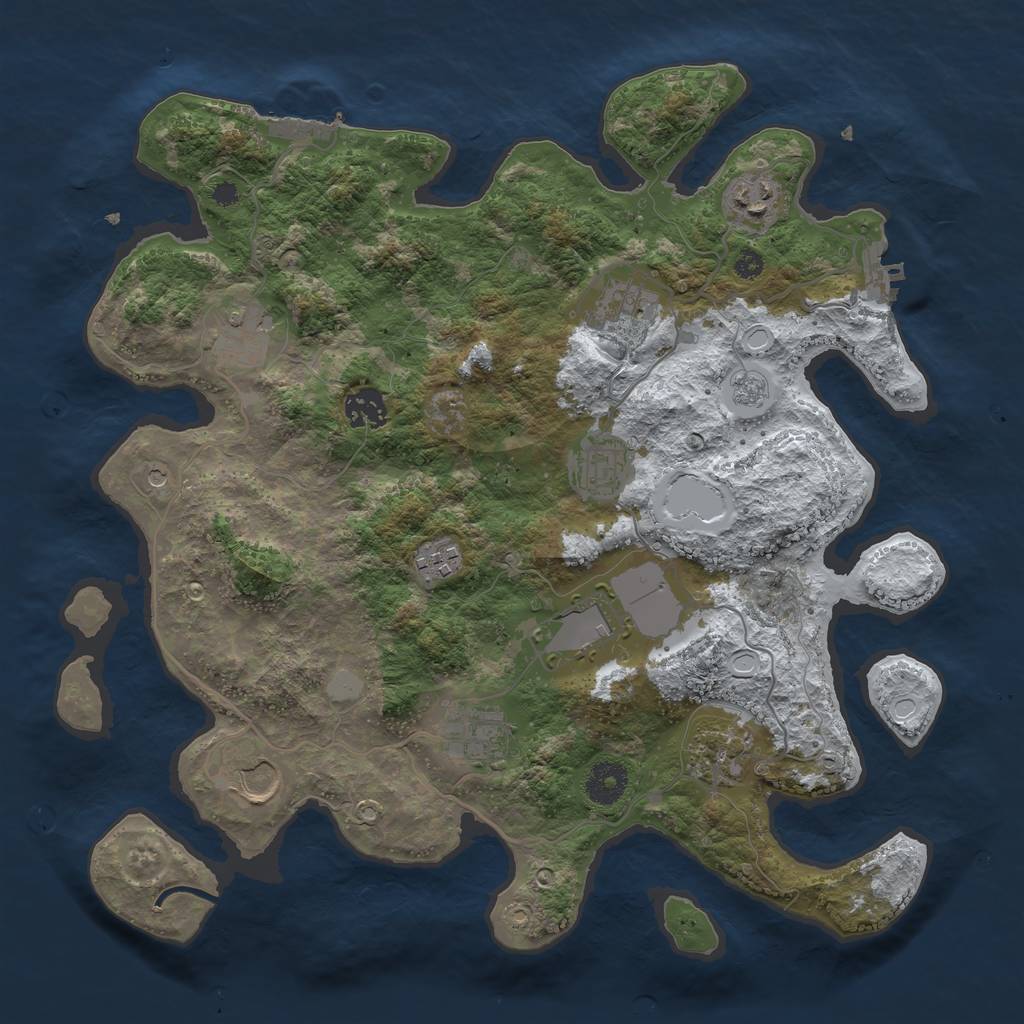 Rust Map: Procedural Map, Size: 3600, Seed: 1259651443, 19 Monuments