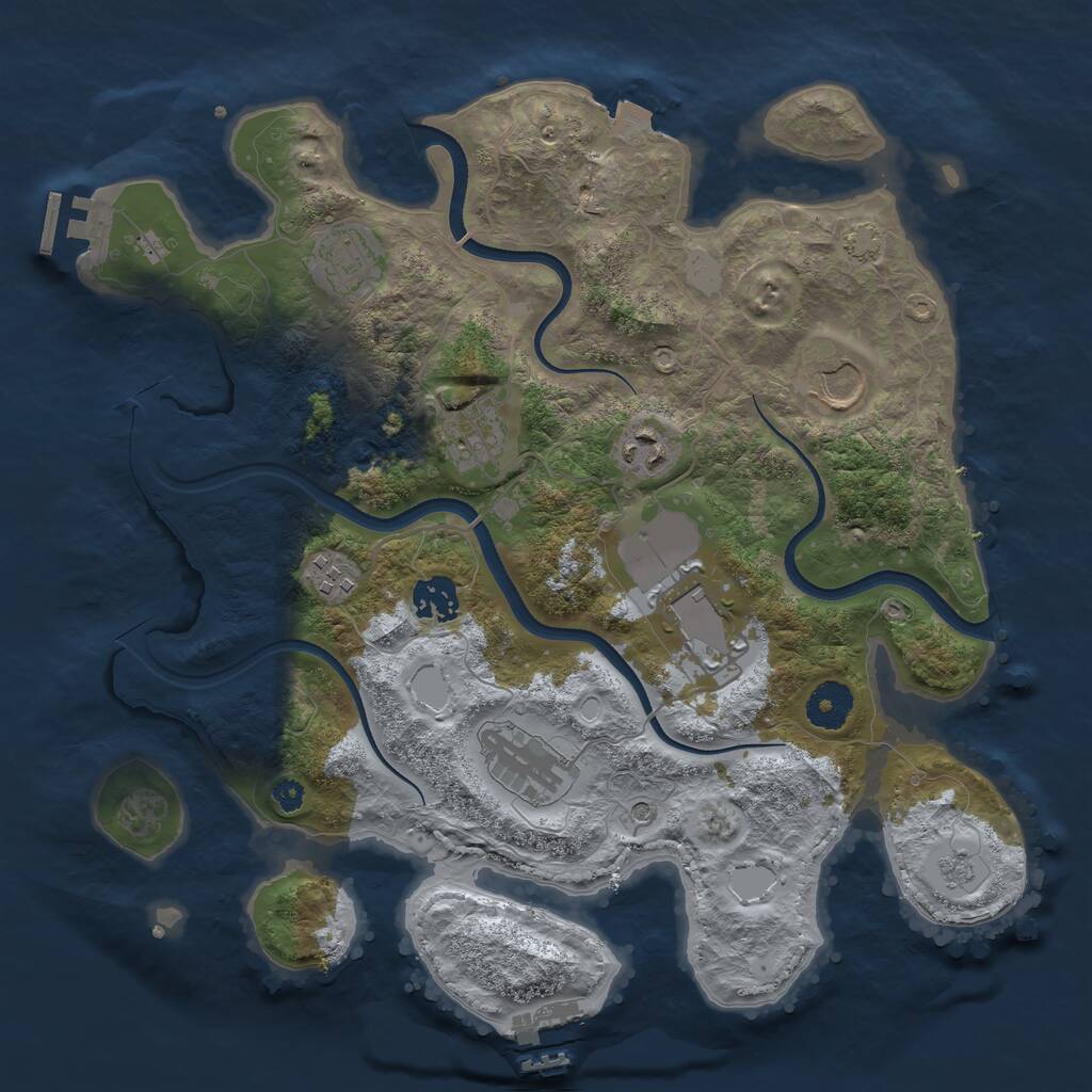 Rust Map: Procedural Map, Size: 3510, Seed: 1689293, 14 Monuments