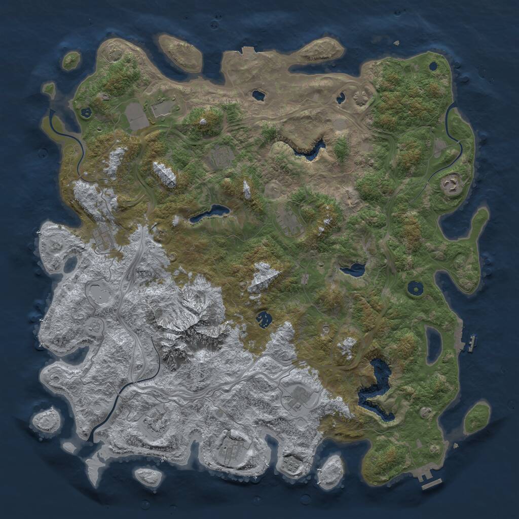 Rust Map: Procedural Map, Size: 5000, Seed: 645635432, 16 Monuments