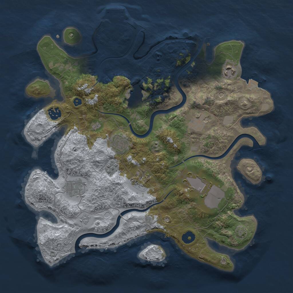 Rust Map: Procedural Map, Size: 3510, Seed: 1842956, 14 Monuments