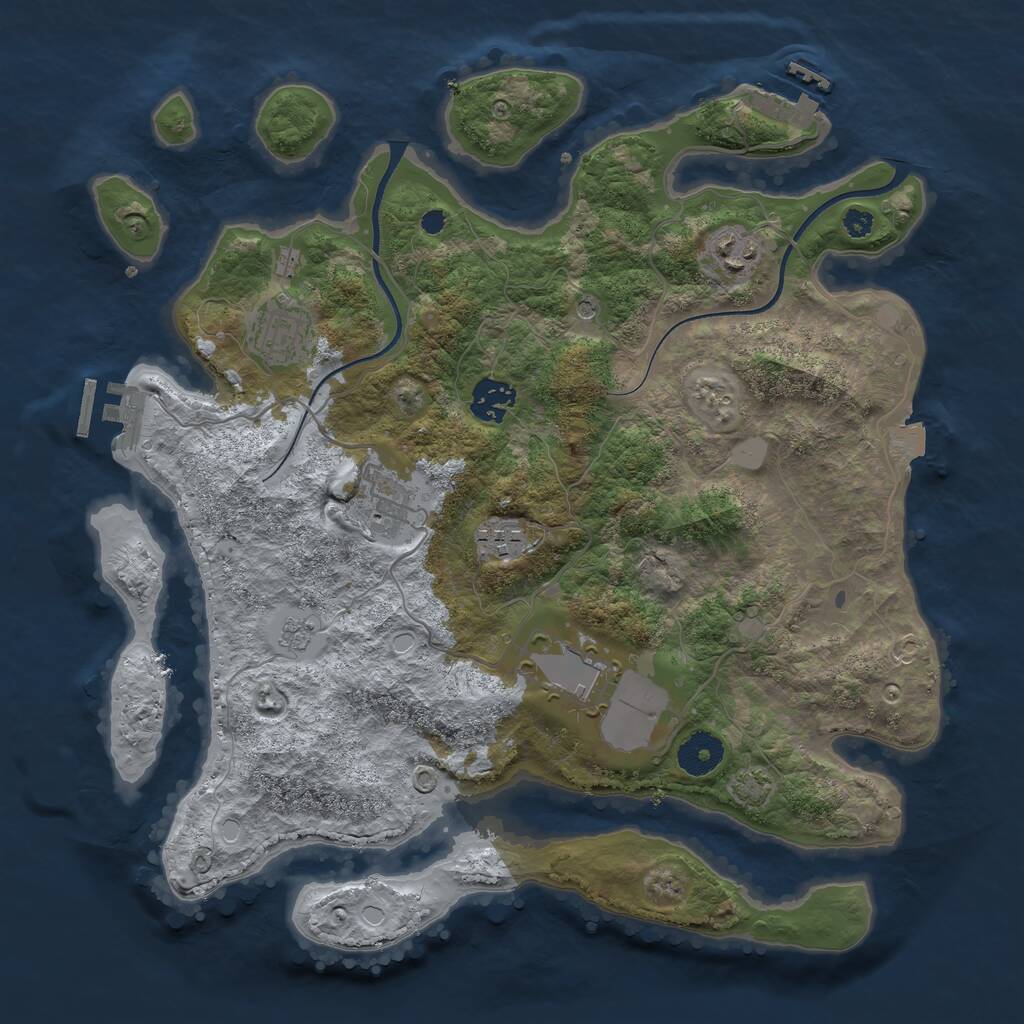 Rust Map: Procedural Map, Size: 3510, Seed: 2746459, 12 Monuments