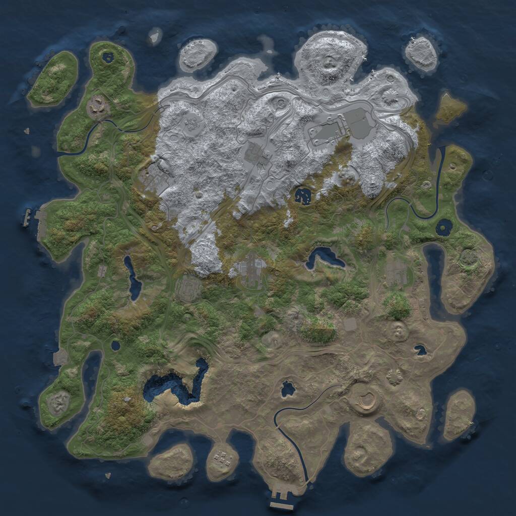 Rust Map: Procedural Map, Size: 4500, Seed: 1669, 16 Monuments
