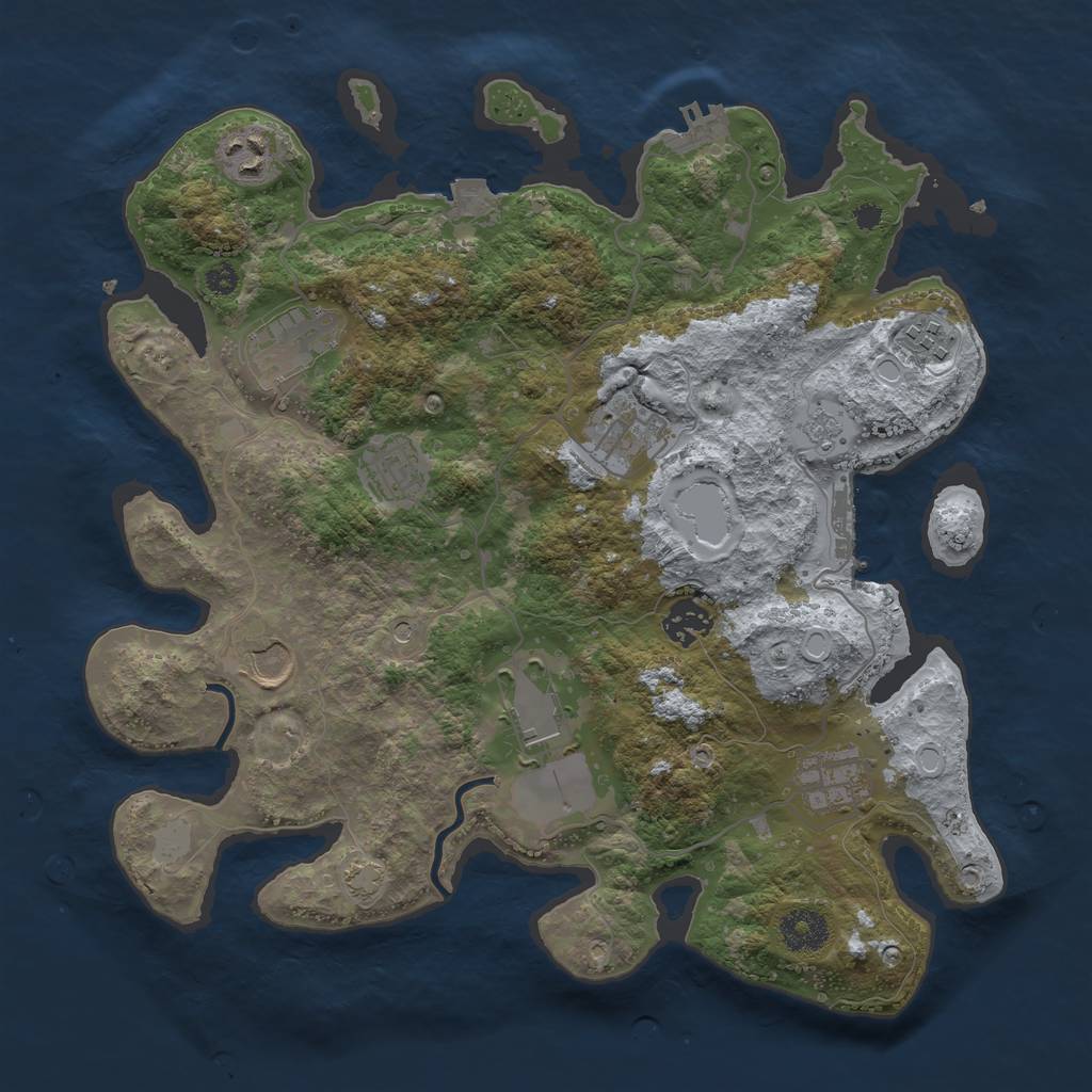 Rust Map: Procedural Map, Size: 3510, Seed: 522998, 17 Monuments