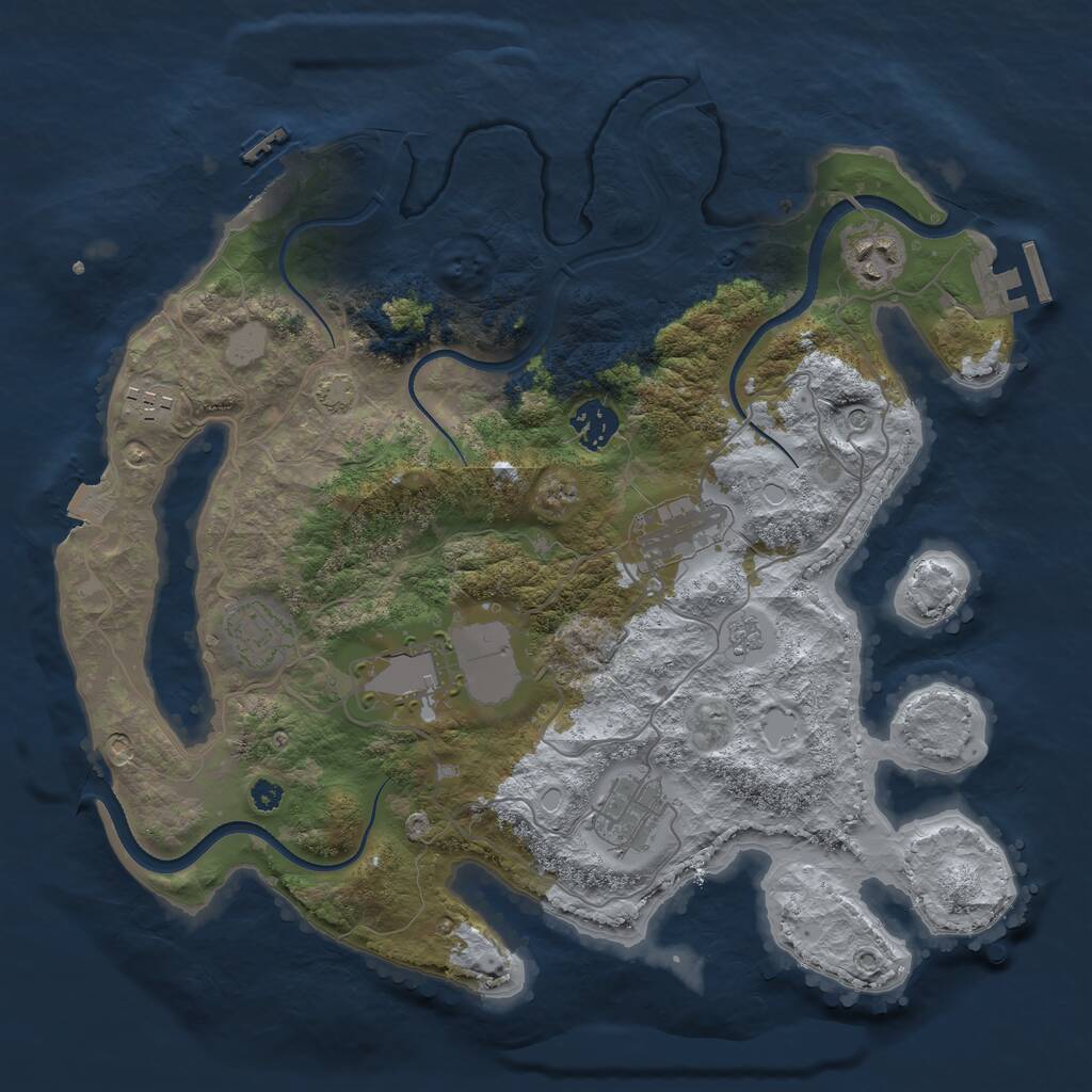 Rust Map: Procedural Map, Size: 3510, Seed: 4174168, 13 Monuments