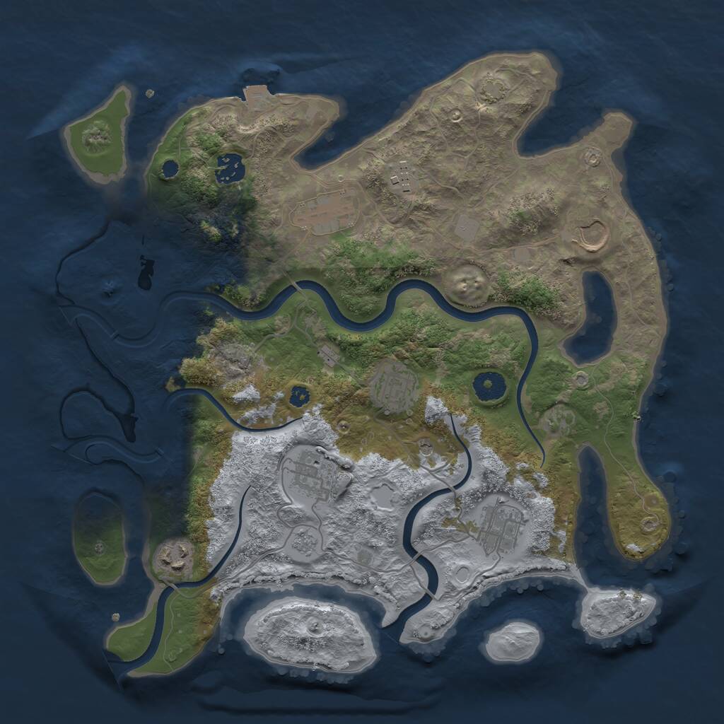 Rust Map: Procedural Map, Size: 3510, Seed: 1427757, 12 Monuments
