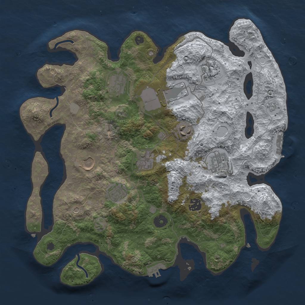 Rust Map: Procedural Map, Size: 3510, Seed: 2829328, 18 Monuments