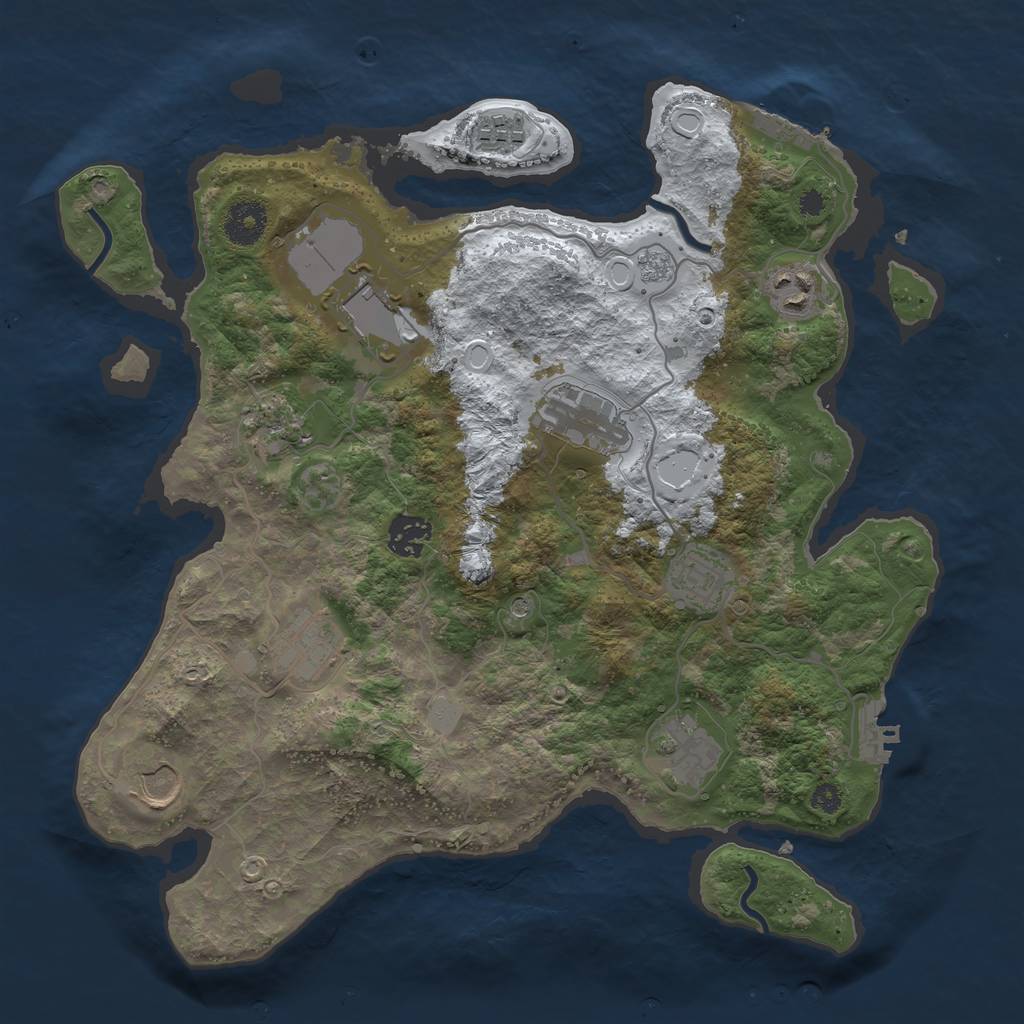Rust Map: Procedural Map, Size: 3510, Seed: 3811441, 19 Monuments