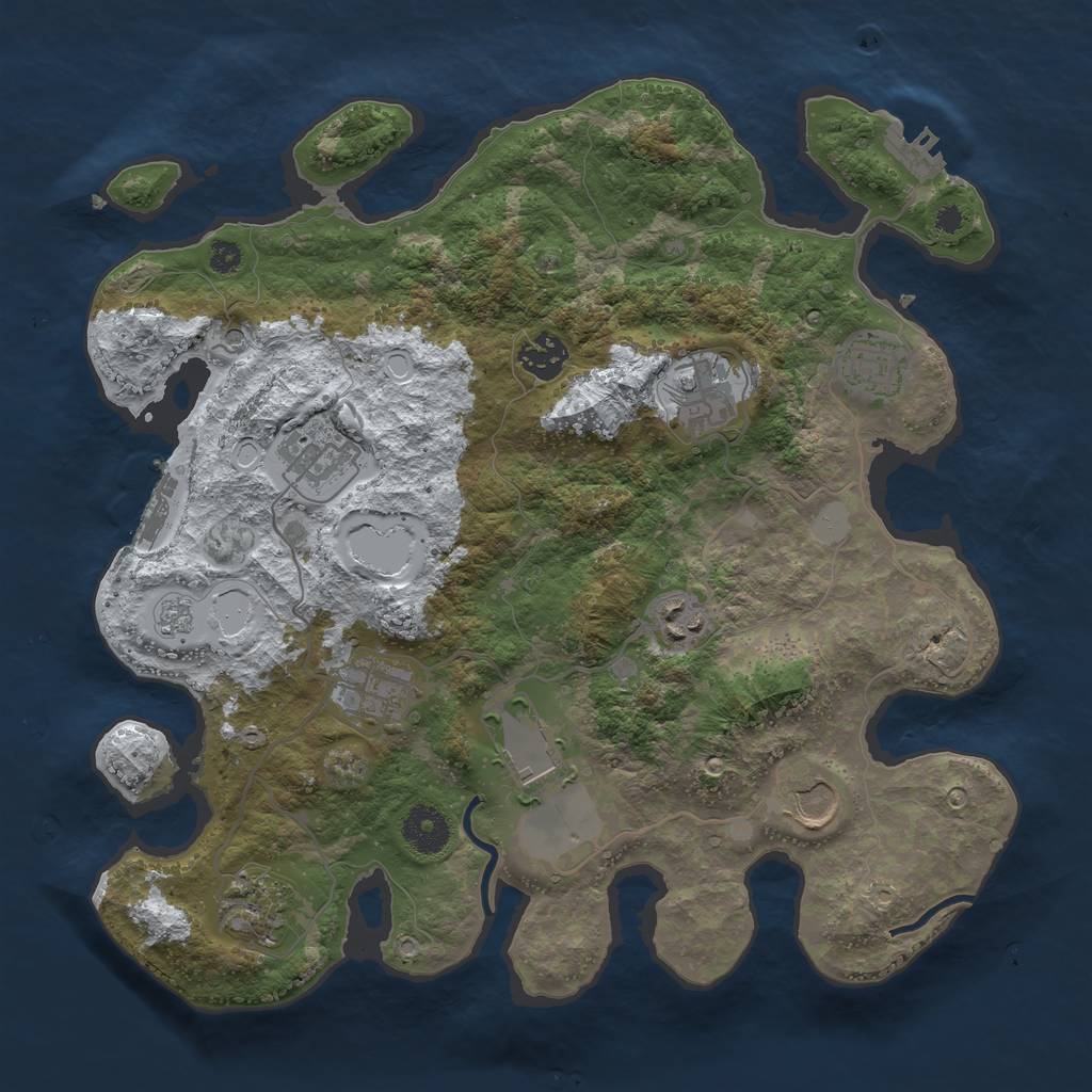 Rust Map: Procedural Map, Size: 3510, Seed: 621745, 18 Monuments