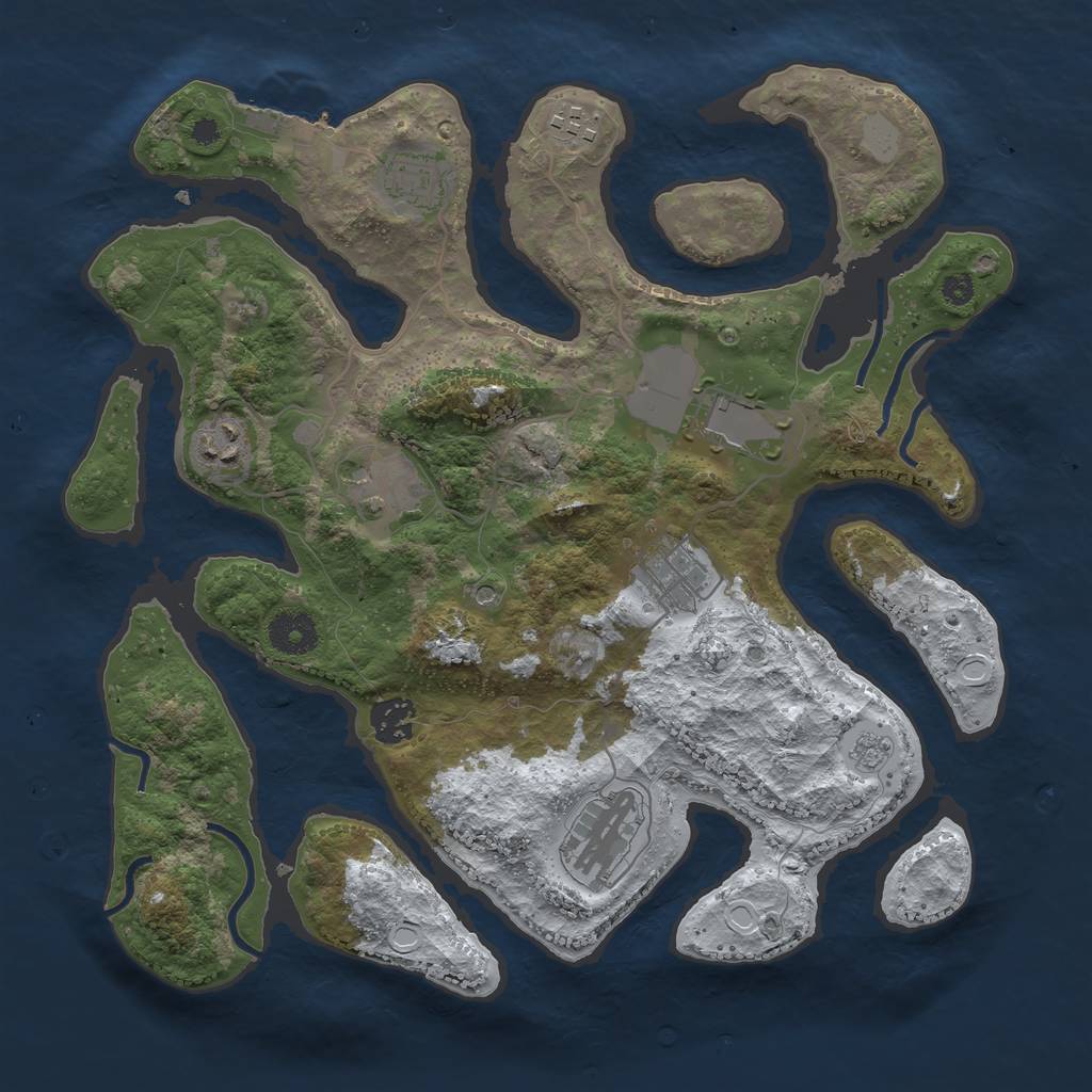 Rust Map: Procedural Map, Size: 3500, Seed: 1213103443, 16 Monuments