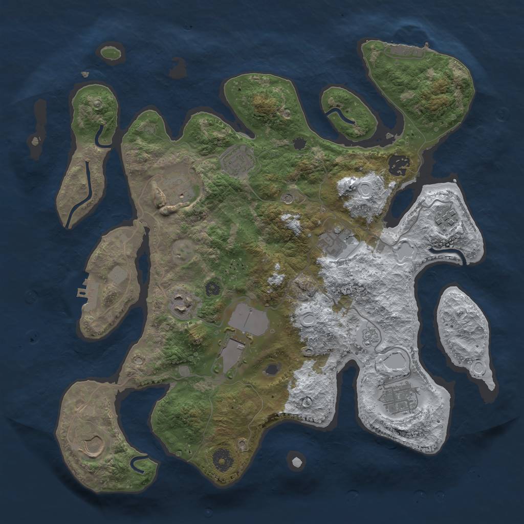 Rust Map: Procedural Map, Size: 3600, Seed: 2222222, 18 Monuments