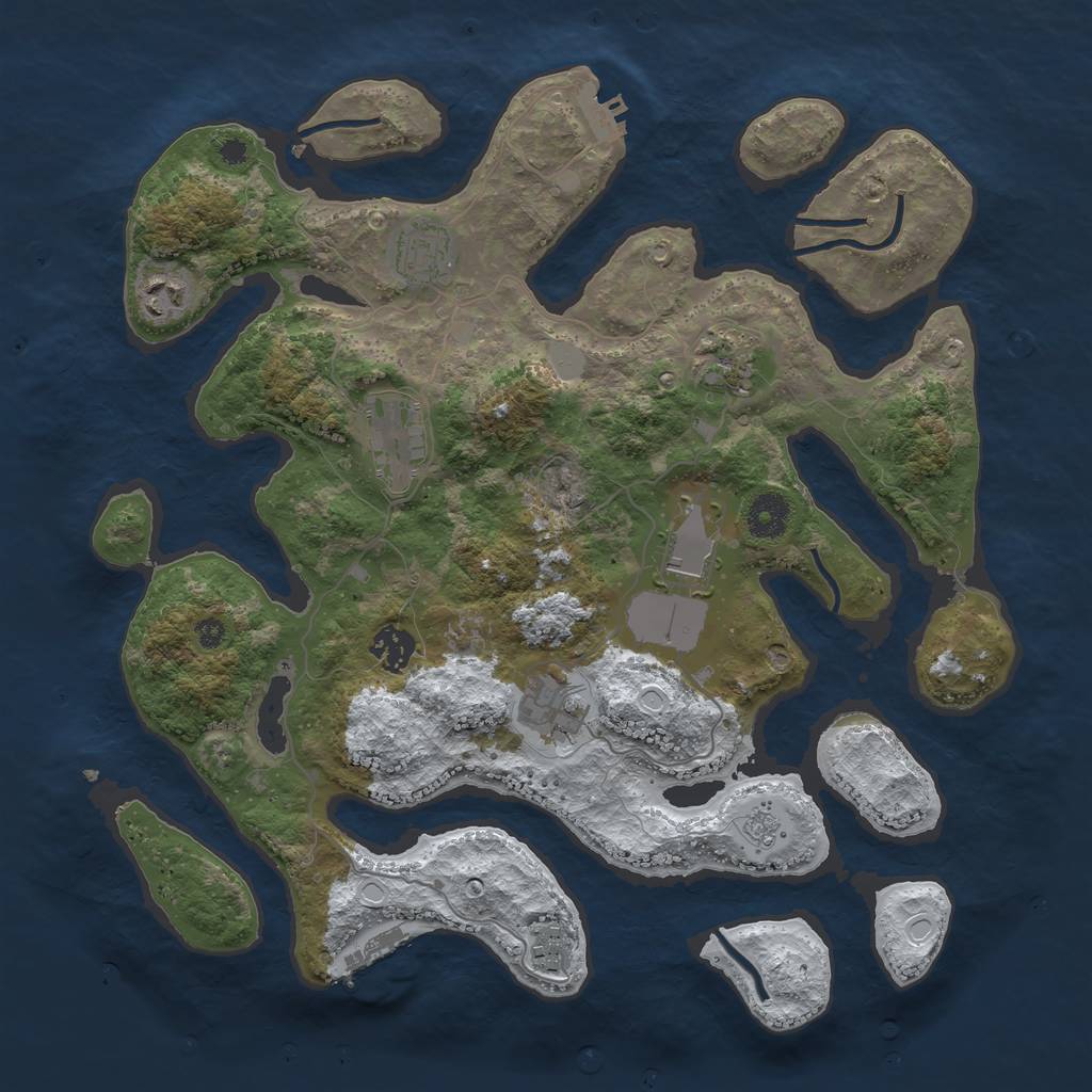 Rust Map: Procedural Map, Size: 3700, Seed: 1188534722, 16 Monuments