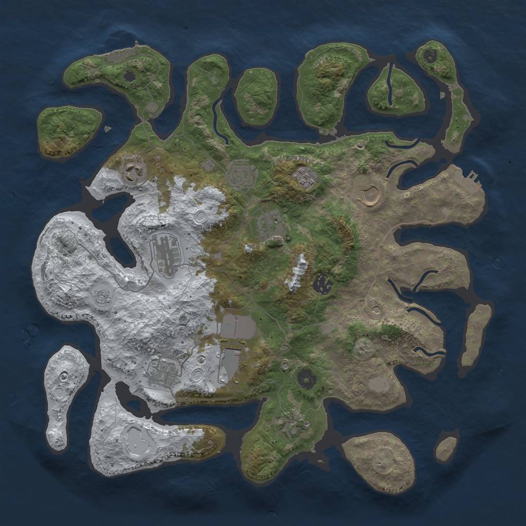 Rust Map: Procedural Map, Size: 3950, Seed: 376342680, 19 Monuments