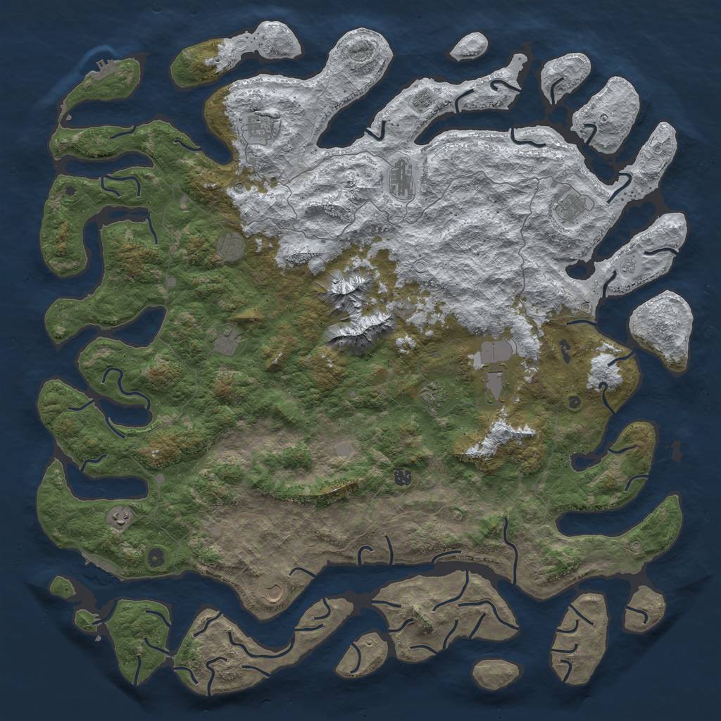 Rust Map: Procedural Map, Size: 6000, Seed: 52143, 20 Monuments