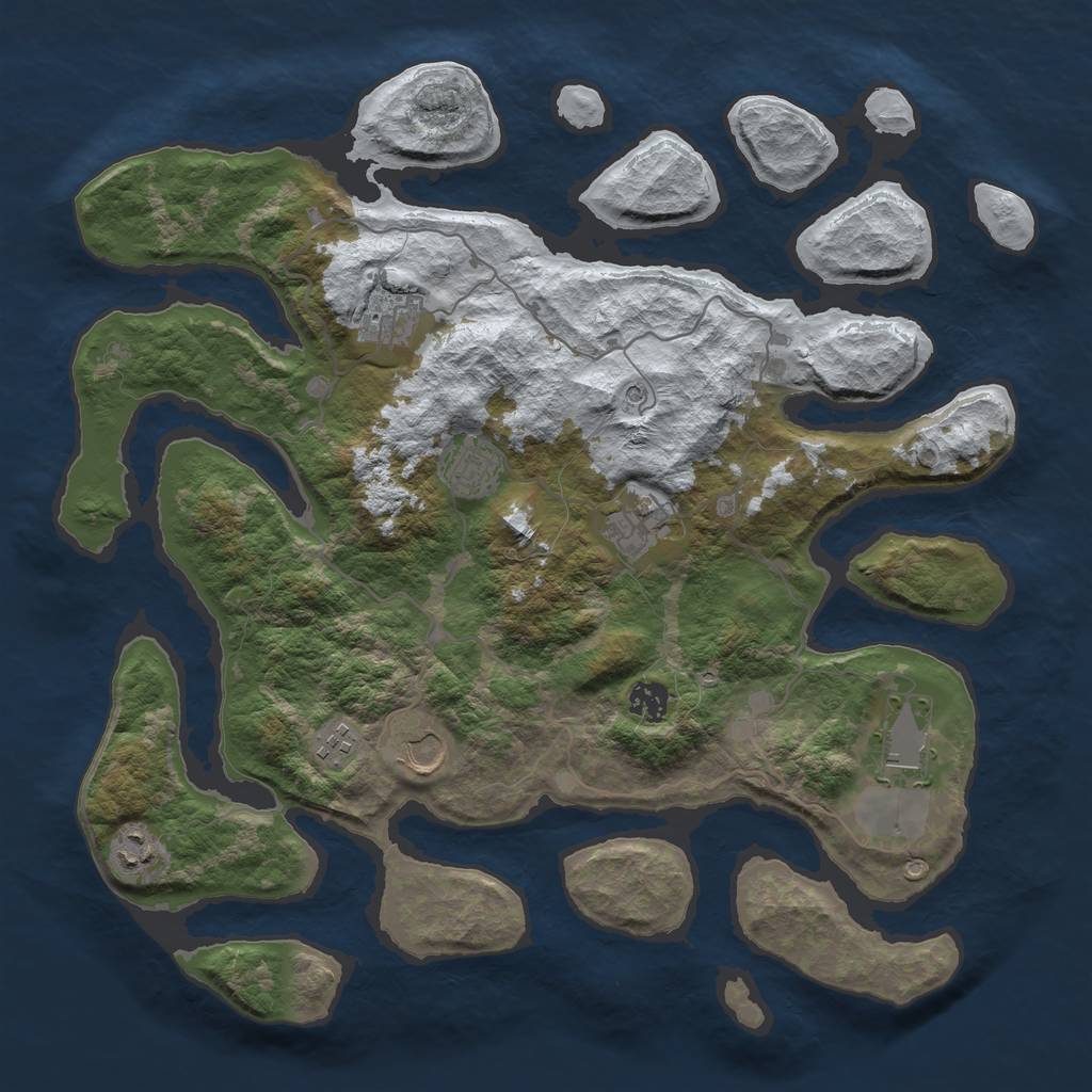 Rust Map: Barren, Size: 4000, Seed: 16594951, 11 Monuments