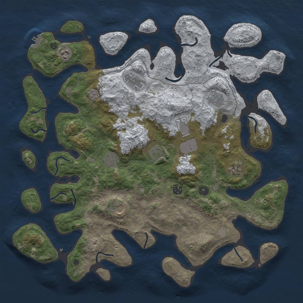 Rust Map: Procedural Map, Size: 4500, Seed: 142182, 18 Monuments