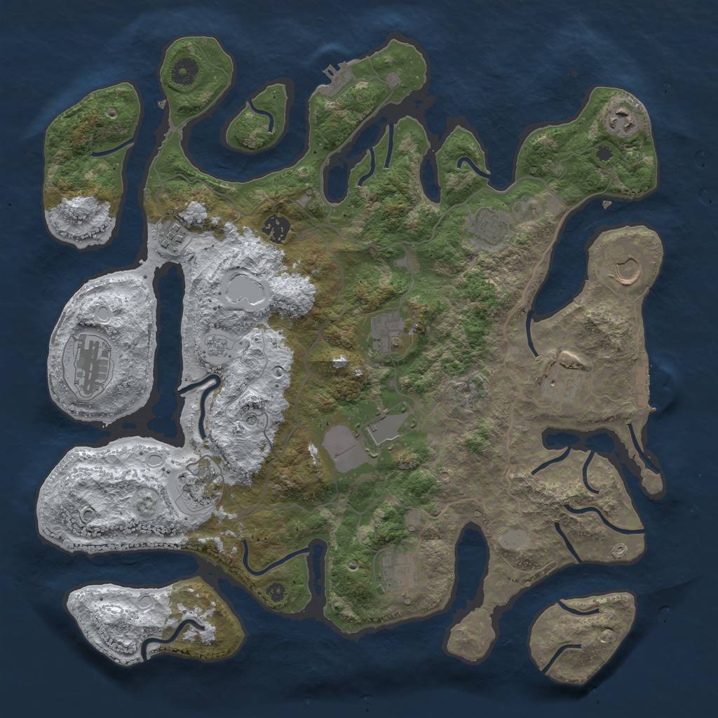 Rust Map: Procedural Map, Size: 4000, Seed: 303548399, 20 Monuments