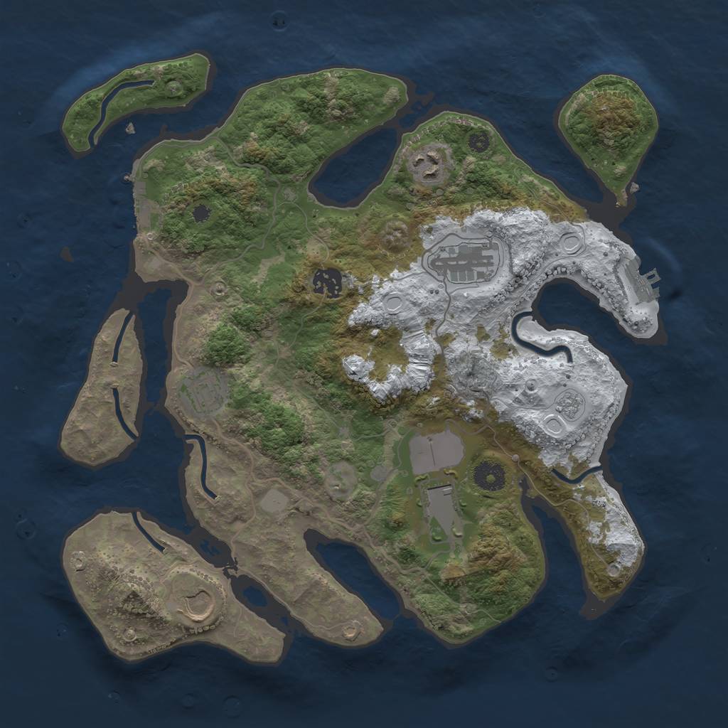 Rust Map: Procedural Map, Size: 3510, Seed: 3237625, 14 Monuments