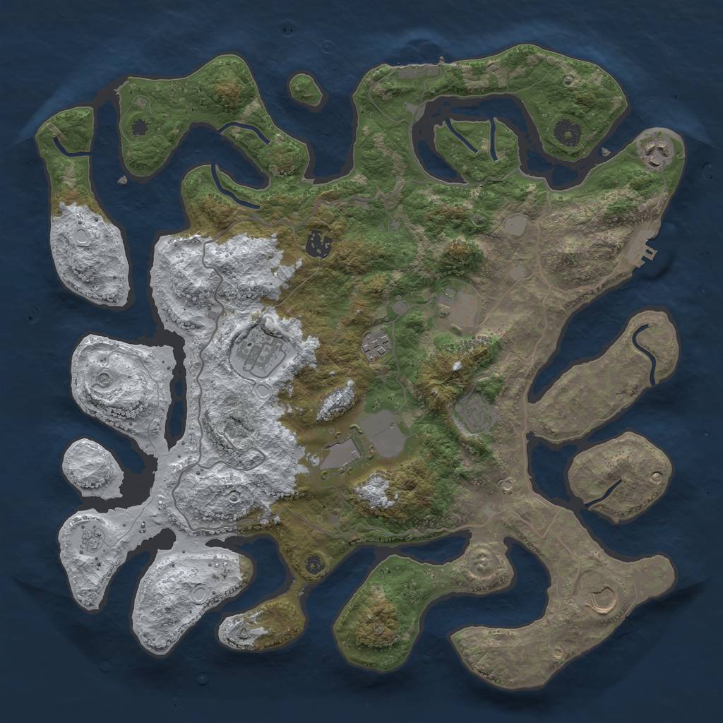 Rust Map: Procedural Map, Size: 4000, Seed: 956222, 17 Monuments