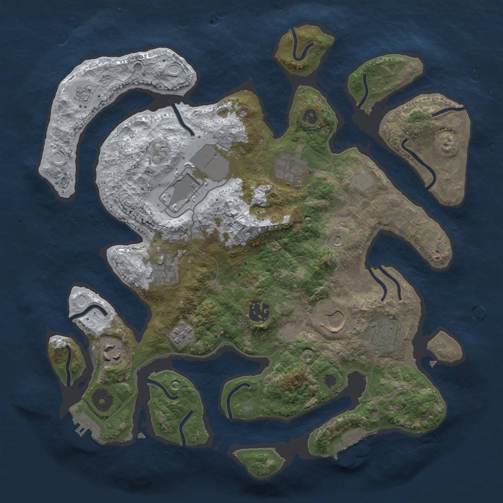Rust Map: Procedural Map, Size: 3510, Seed: 1216720, 17 Monuments