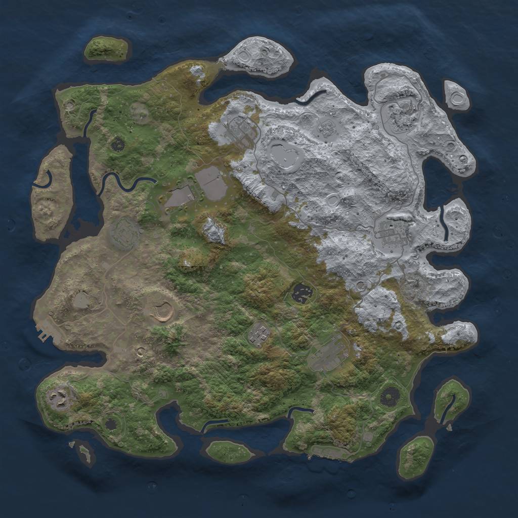 Rust Map: Procedural Map, Size: 3950, Seed: 1234567890, 19 Monuments