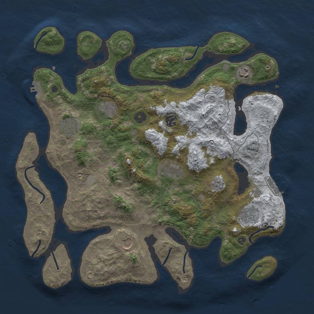 Rust Map: Procedural Map, Size: 4000, Seed: 116949216, 17 Monuments