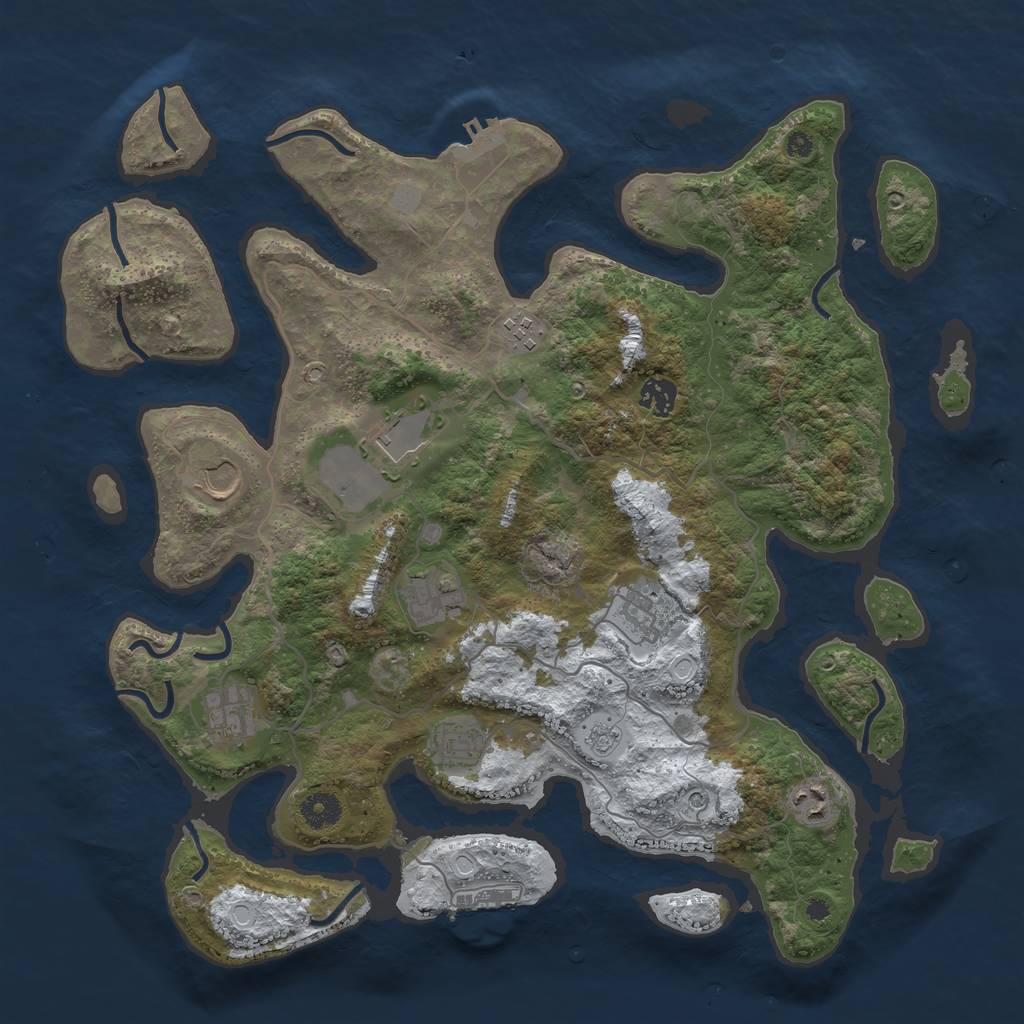 Rust Map: Procedural Map, Size: 4000, Seed: 418061297, 18 Monuments