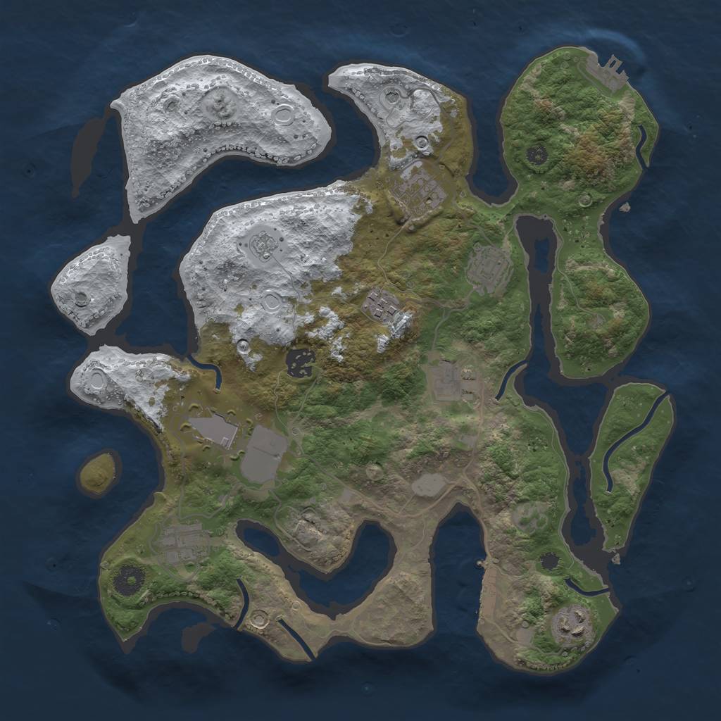 Rust Map: Procedural Map, Size: 3500, Seed: 228772554, 17 Monuments