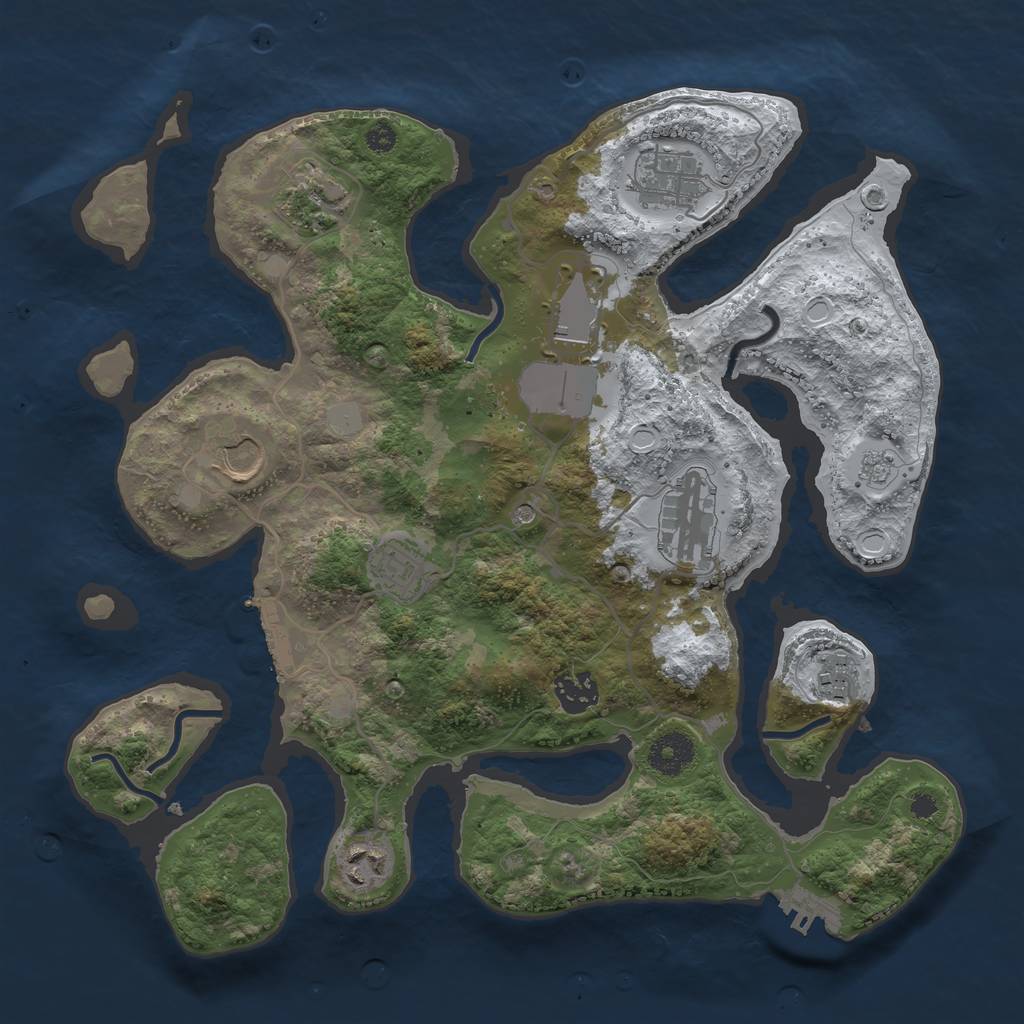 Rust Map: Procedural Map, Size: 3500, Seed: 21666, 18 Monuments