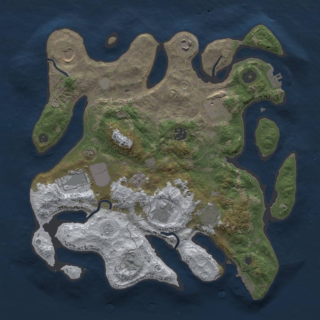 Rust Map: Procedural Map, Size: 3510, Seed: 4349919, 17 Monuments