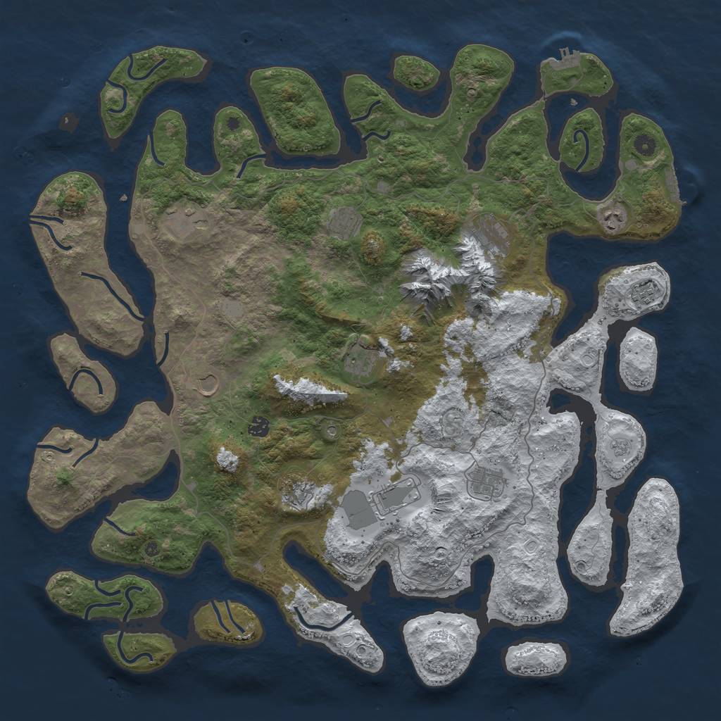 Rust Map: Procedural Map, Size: 5000, Seed: 119728312, 20 Monuments