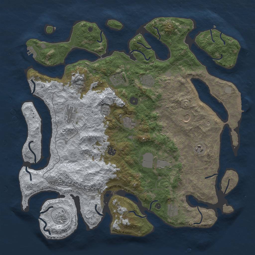 Rust Map: Procedural Map, Size: 4500, Seed: 2724567, 20 Monuments
