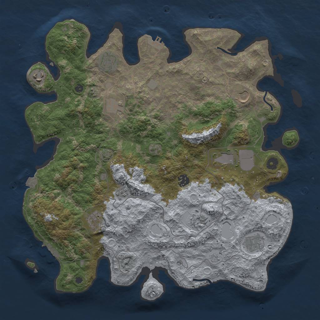 Rust Map: Procedural Map, Size: 4000, Seed: 50000, 18 Monuments