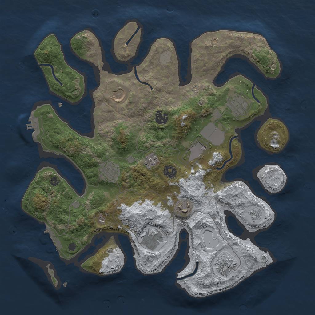 Rust Map: Procedural Map, Size: 3510, Seed: 2172011, 18 Monuments