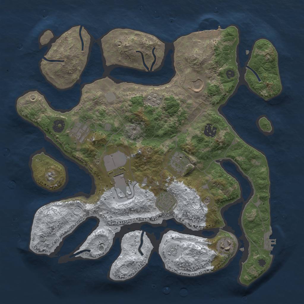 Rust Map: Procedural Map, Size: 3500, Seed: 3480438, 17 Monuments