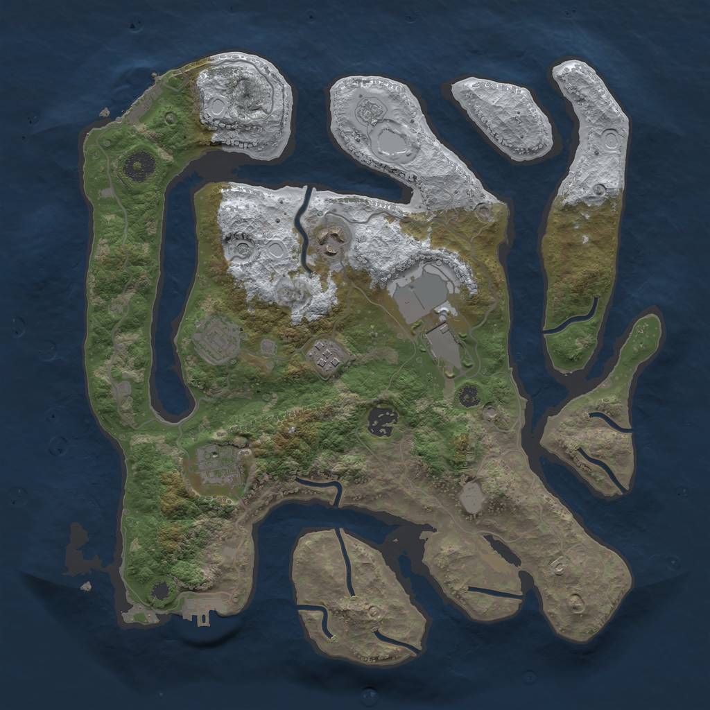 Rust Map: Procedural Map, Size: 3510, Seed: 3023272, 15 Monuments