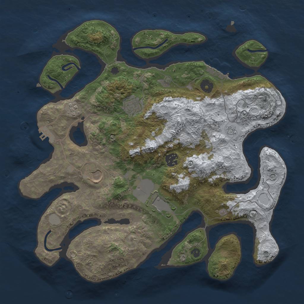 Rust Map: Procedural Map, Size: 3510, Seed: 837371, 14 Monuments