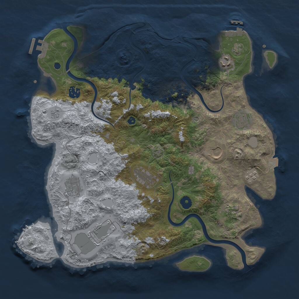 Rust Map: Procedural Map, Size: 3750, Seed: 3727229, 15 Monuments