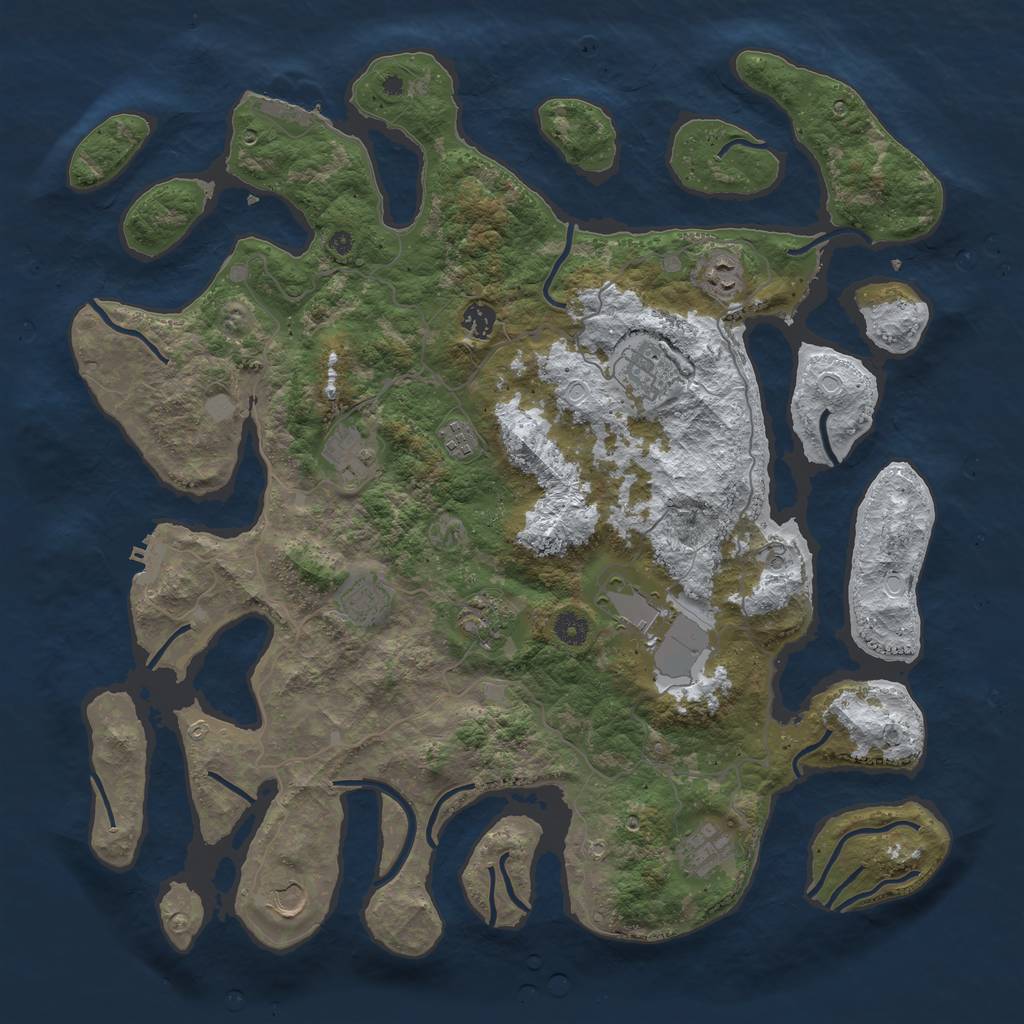 Rust Map: Procedural Map, Size: 4500, Seed: 3008750, 18 Monuments