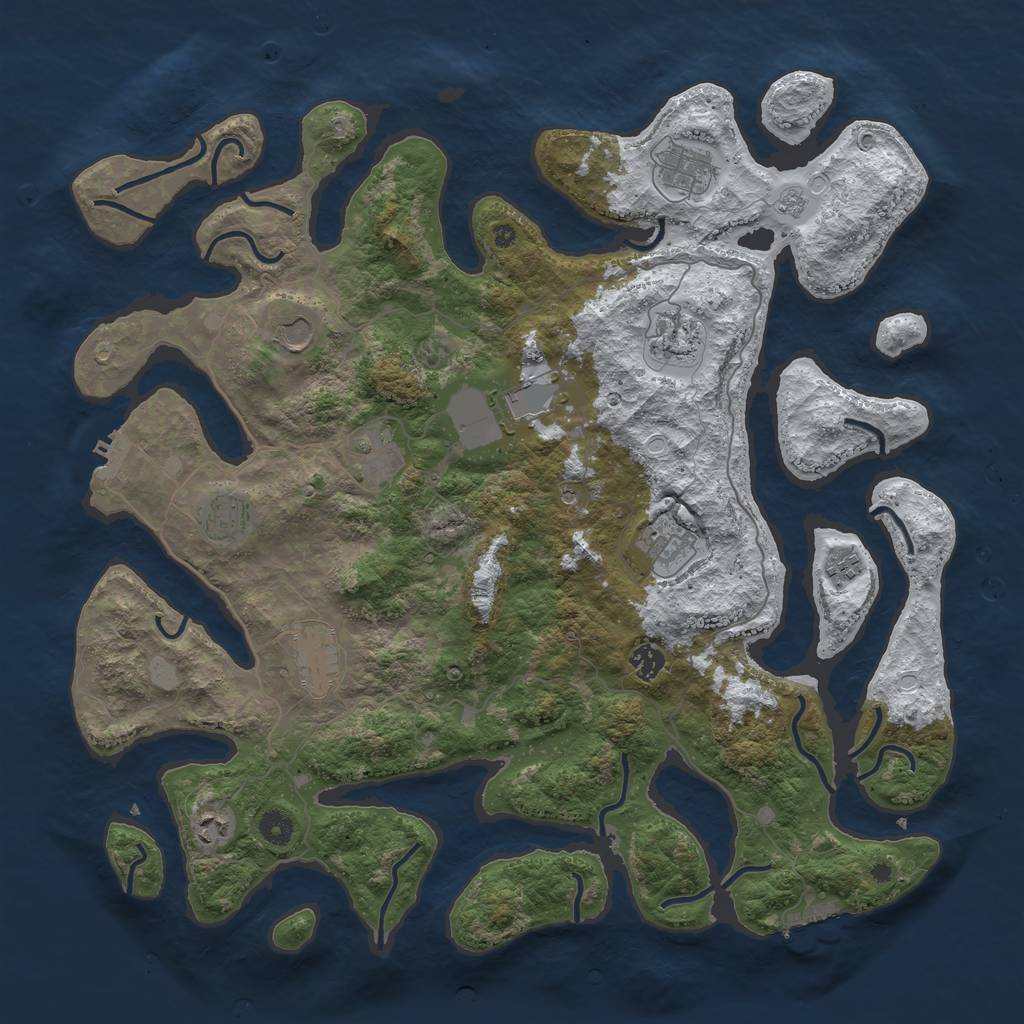 Rust Map: Procedural Map, Size: 4500, Seed: 3842388, 20 Monuments