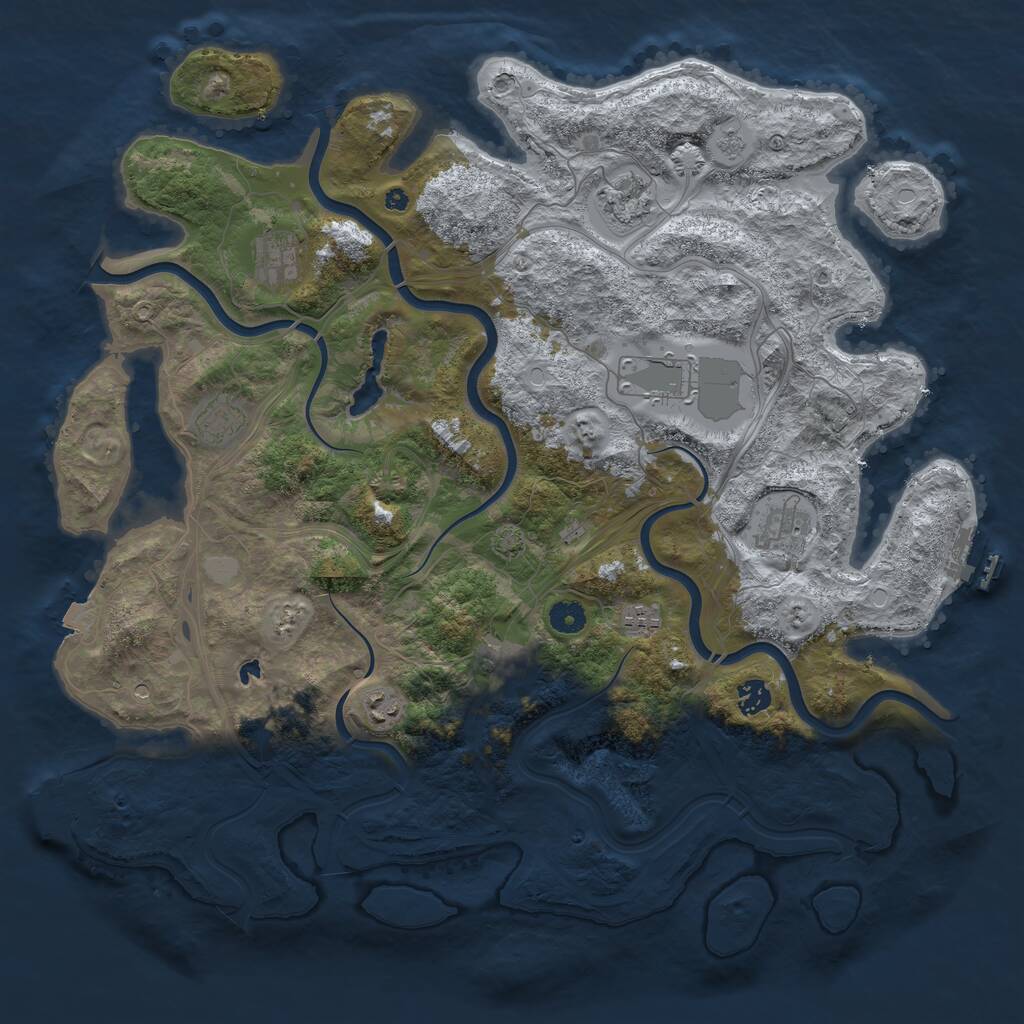 Rust Map: Procedural Map, Size: 4400, Seed: 1234567890, 15 Monuments