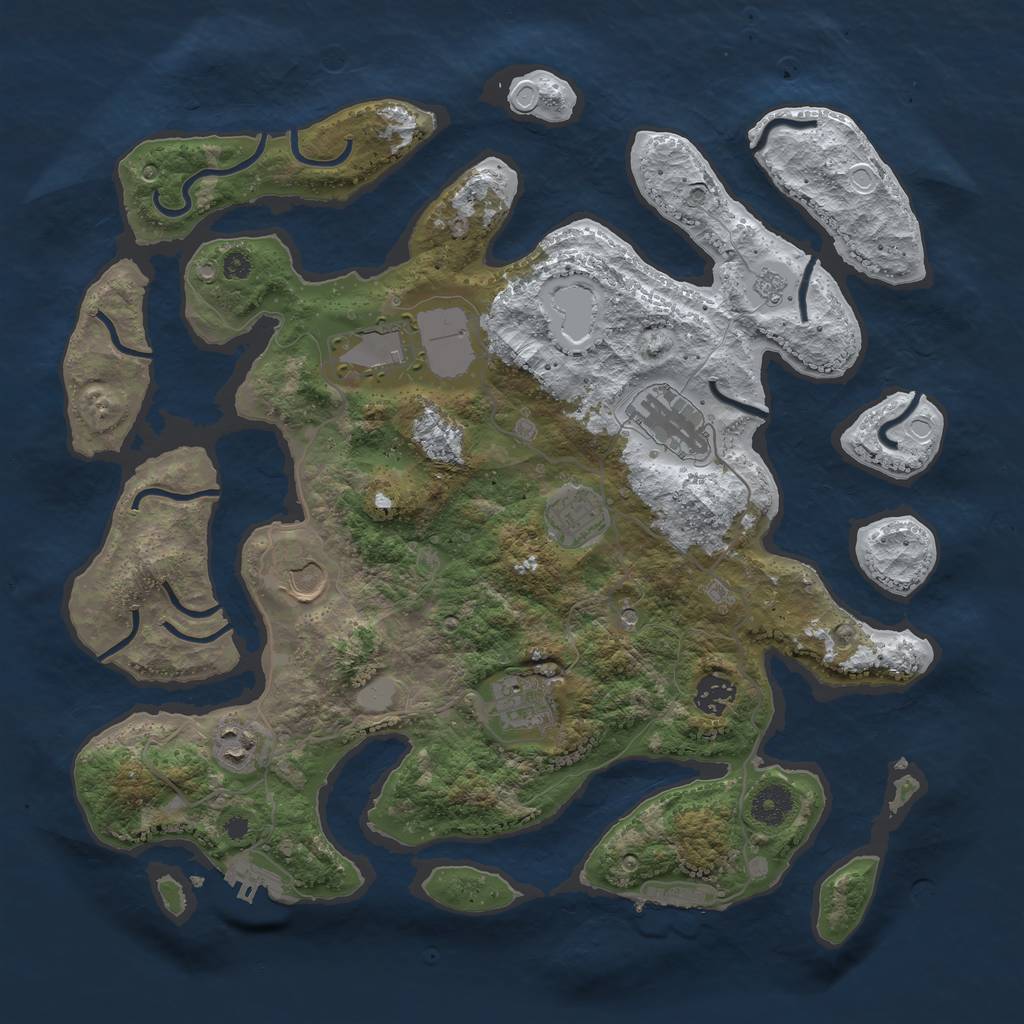 Rust Map: Procedural Map, Size: 3810, Seed: 1234567890, 16 Monuments