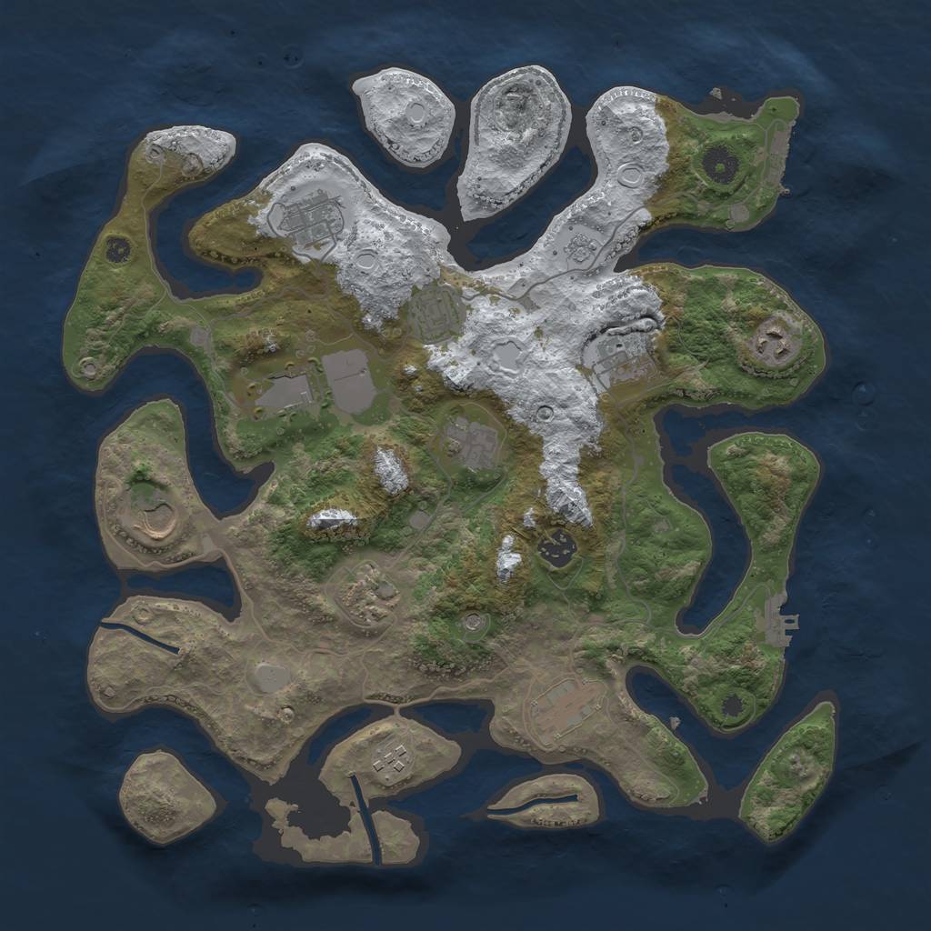 Rust Map: Procedural Map, Size: 3850, Seed: 1055023827, 20 Monuments