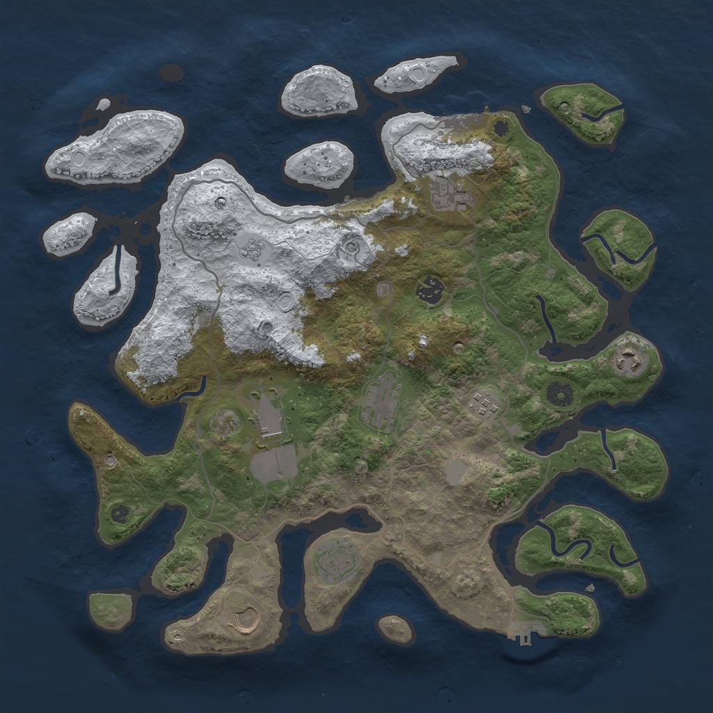 Rust Map: Procedural Map, Size: 4000, Seed: 42290422, 17 Monuments
