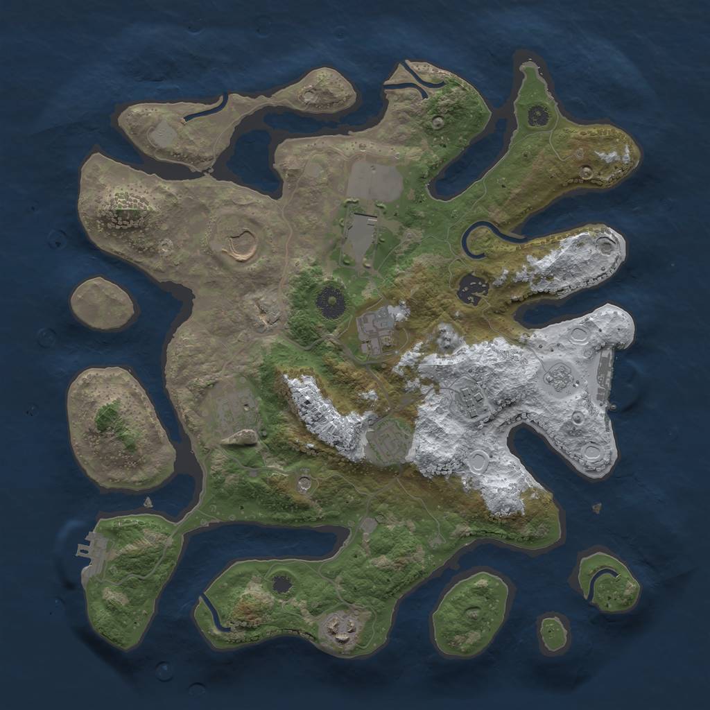 Rust Map: Procedural Map, Size: 3500, Seed: 600968615, 17 Monuments